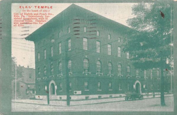 Erie Pennsylvania Elks Temple Vintage Postcard AA97018