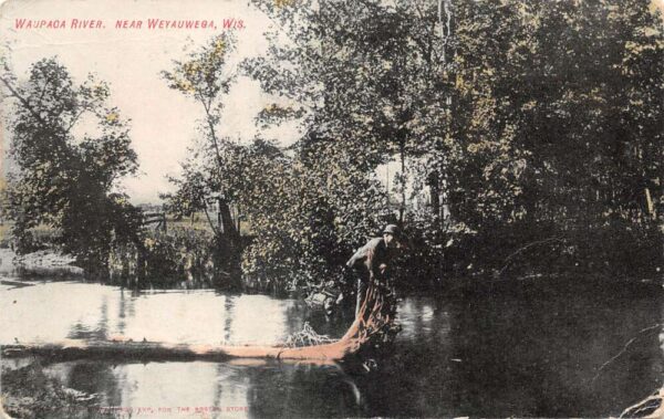 Weyauwega Wisconsin Waupaca River Vintage Postcard AA97025