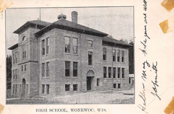 Wonewoc Wisconsin High School Vintage Postcard AA97029