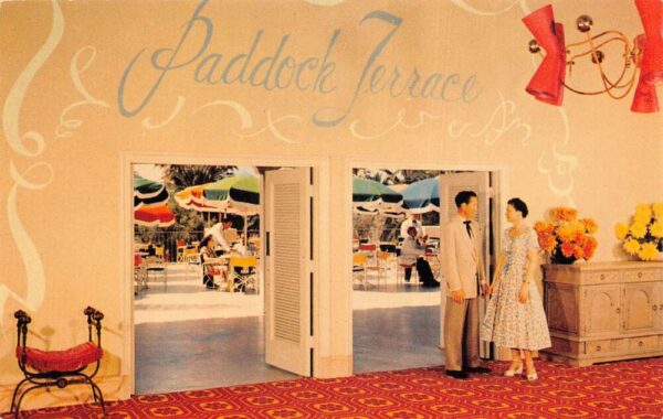 Del Mar California Turf Club Paddock Terrace Entrance Postcard AA97041