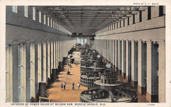 Muscle Shoals Alabama Wilson Dam Power House Interior Postcard AA97044