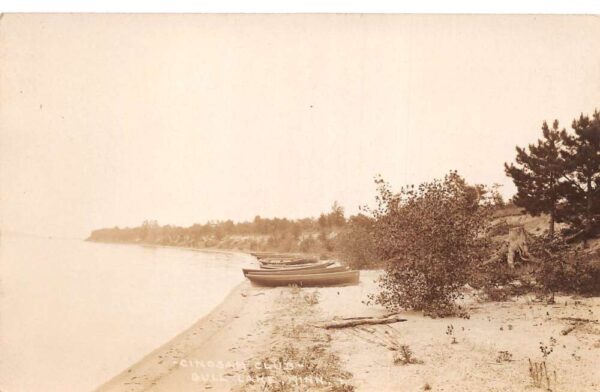 Gull Lake Minnesota Cinosam Club Boats on Beach Real Photo Postcard AA97049