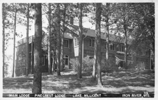 Iron River Wisconsin Pinecrest Lodge Lake Millicent Real Photo Postcard AA97115