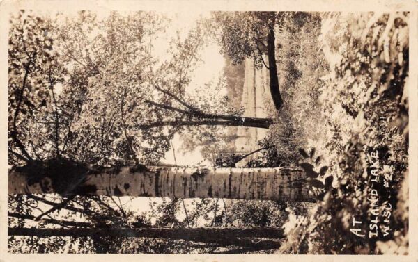 Island Lake Wisconsin Forest Trees Scenic View Real Photo Postcard AA97116