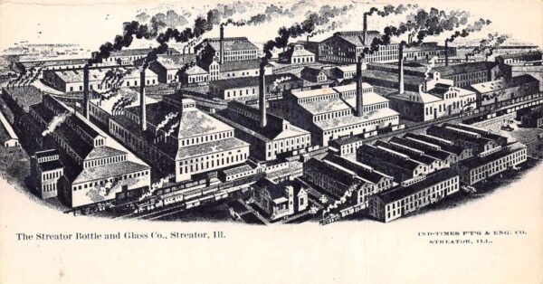 Streator Illinois Bottle and Glass Co Factory Vintage Postcard AA97131