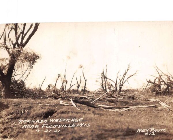 Footville Wisconsin Tornado Disaster Real Photo Vintage Postcard AA97144