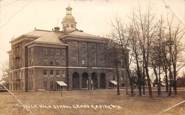 Grand Rapids Wisconsin Lincoln High School Real Photo Vintage Postcard AA97145