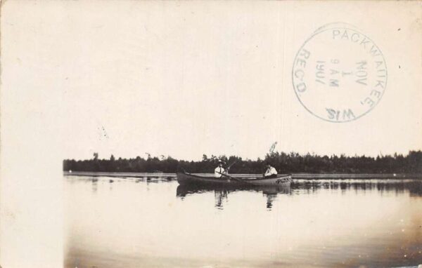 Grand Rapids Wisconsin Duck Hunting Men in Row Boat Real Photo Postcard AA97146