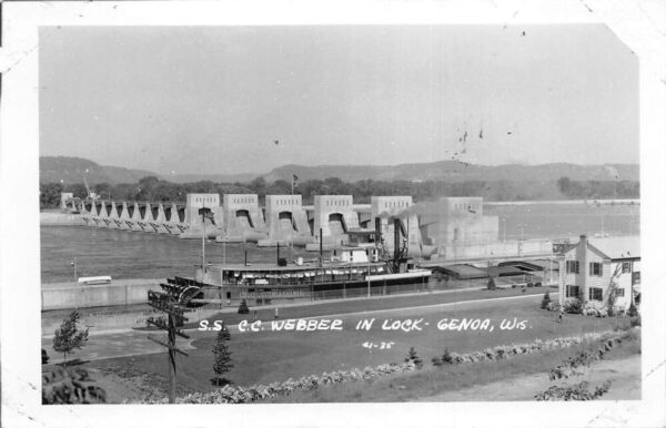 Genoa Wisconsin SS CC Webber Ship in Lock Real Photo Vintage Postcard AA97150