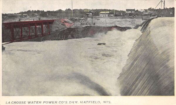 Hatfield Wisconsin La Crosse Water Power Dam Vintage Postcard AA97160