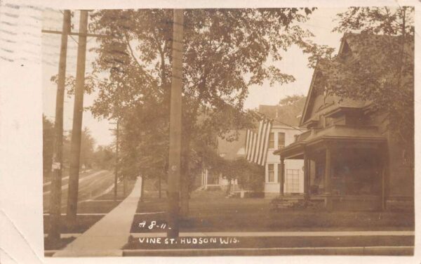 Hudson Wisconsin Vine Street Real Photo Vintage Postcard AA97161