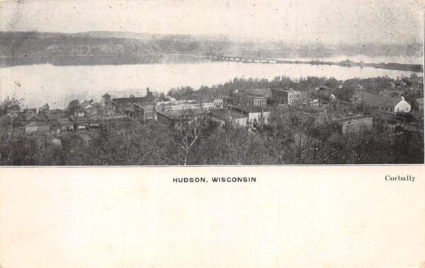 Hudson Wisconsin Birds Eye View Vintage Postcard AA97164