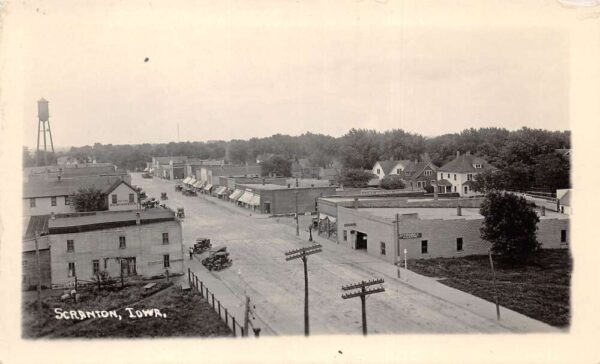 Scranton Iowa Business District Birds Eye View Real Photo Postcard AA97173