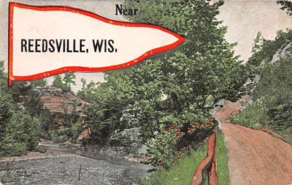 Reedsville Wisconsin Greetings Road Scenic View Vintage Postcard AA97186