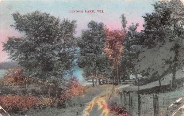 Random Lake Wisconsin Scenic View Dirt Road Vintage Postcard AA97187