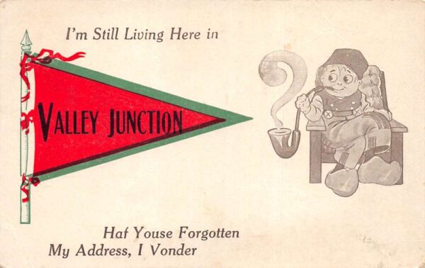 Valley Junction Wisconsin Dutch Boy Smoking Tobacco Pipe Greetings PC AA97195