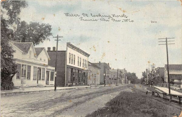 Prairie du Sac Wisconsin Business District Garage Street Scene Postcard AA97202