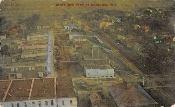 Randolph Wisconsin Birds Eye View Vintage Postcard AA97204