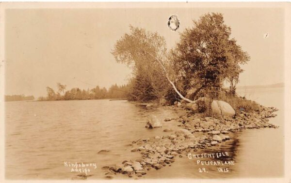 Pelican Lake Wisconsin Crescent Isle Real Photo Vintage Postcard AA97212