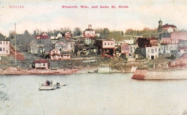 Prescott Wisconsin Lake St Croix Waterfront Vintage Postcard AA97217