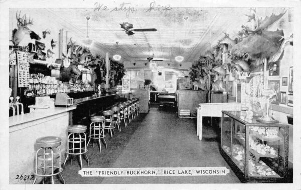 Rice Lake Wisconsin The Friendly Buckhorn Vintage Postcard AA97224