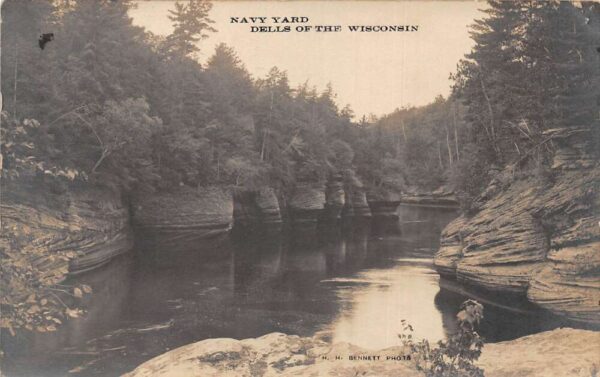 Wisconsin Dells Wisconsin Navy Yard River Scenic View Real Photo PC AA97230