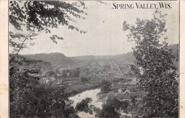 Spring Valley Wisconsin Birds Eye View Vintage Postcard AA97231