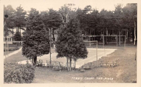 Sawyer Wisconsin The Pines Tennis Court Real Photo Vintage Postcard AA97248