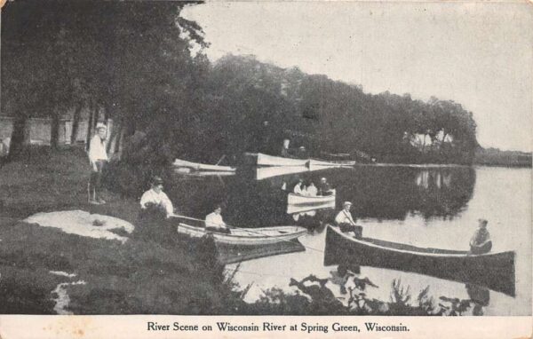 Spring Green Wisconsin Wisconsin River Boats Vintage Postcard AA97251