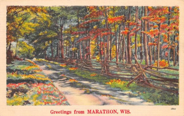 Marathon Wisconsin Greetings Scenic View Vintage Postcard AA97266