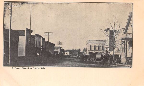 Omro Wisconsin Busy Street Scene Vintage Postcard AA97273