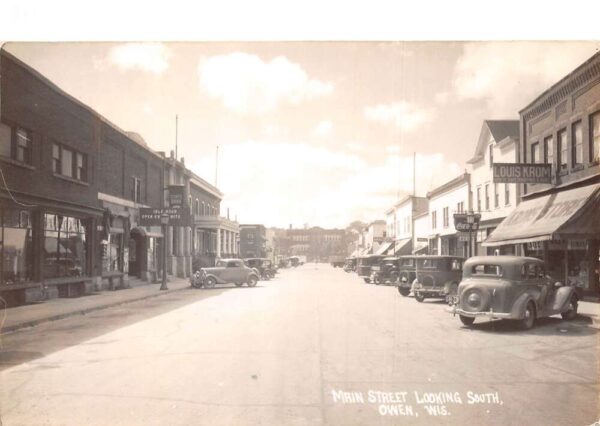 Owen Wisconsin Main Street Looking South Coke Sign Real Photo PC AA97276