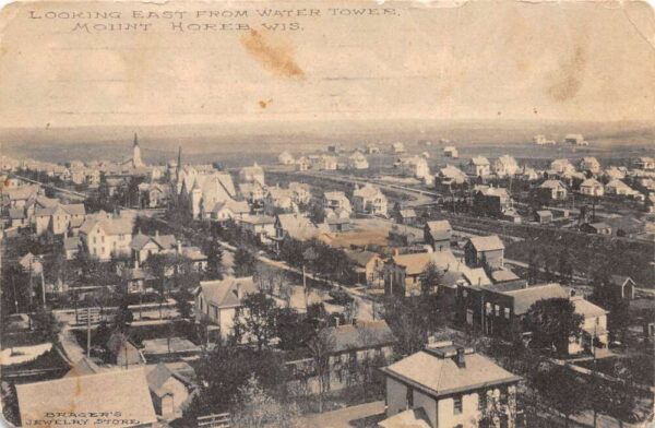 Mount Horeb Wisconsin Looking East from Water Tower Vintage Postcard AA97285