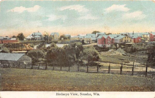 Neosho Wisconsin Birds Eye View Vintage Postcard AA97288