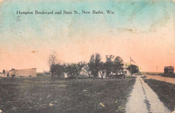 New Butler Wisconsin Hampton Boulevard and State Street Vintage Postcard AA97289