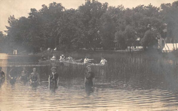 Oconomowoc Wisconsin Ladies Swimming in Lake Real Photo Vintage Postcard AA97293