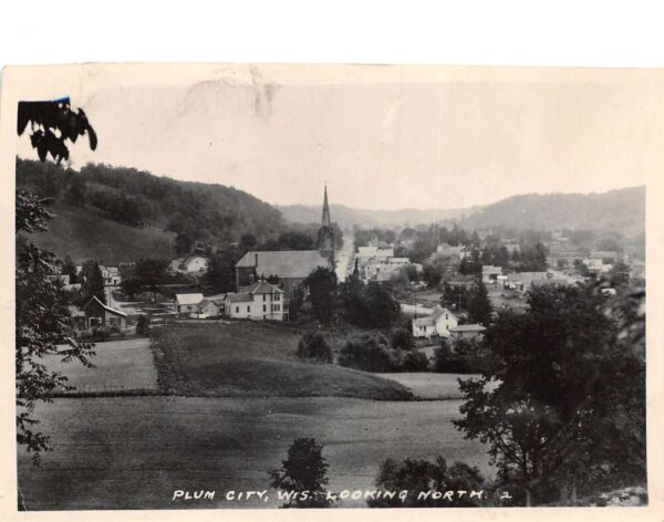 Plum City Wisconsin Looking North Real Photo Vintage Postcard AA97298