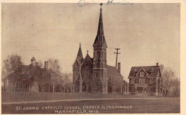 Marshfield Wisconsin St Johns Catholic School Church and Parsonage PC AA97303