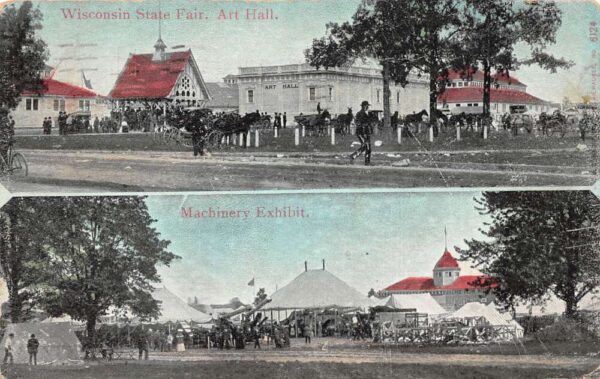 Milwaukee Wisconsin State Fair Art Hall and Machinery Exhibit Postcard AA97306