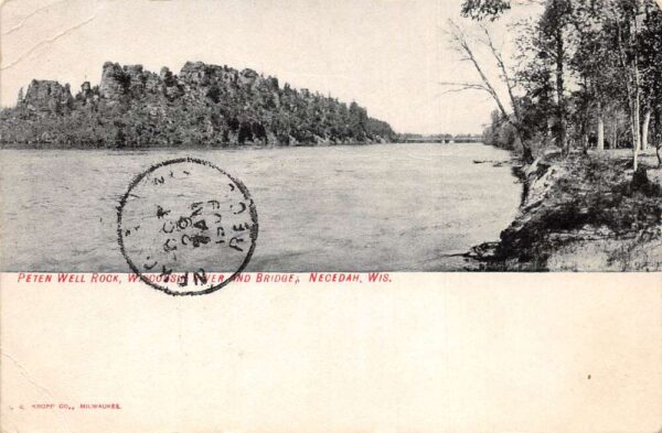 Necedah Wisconsin Peten Well Rock Scenic View Vintage Postcard AA97308