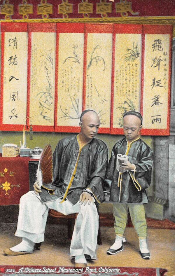 California Chinese School Master and Pupil Vintage Postcard AA97327