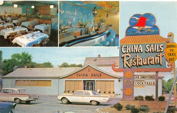 Salem Massachusetts China Sails Chinese Restaurant Vintage Postcard AA97334