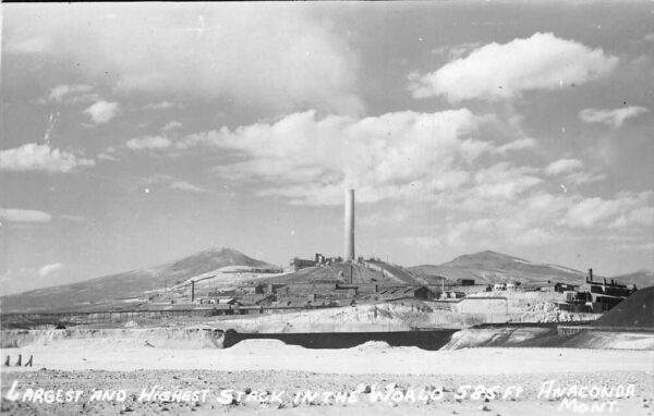 Anaconda Montana Smelter Stack Scenic View Real Photo Postcard AA97704