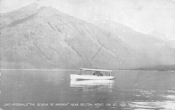 Lake McDonald Montana Motor Boat Scenic View Vintage Postcard AA97705