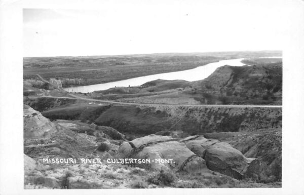 Culbertson Montana Missouri River Birds Eye View Real Photo Postcard AA97744