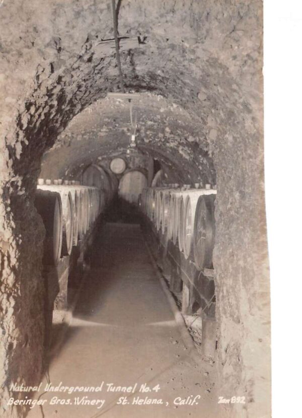 St Helena California Beringer Bros Winery Tunnel Real Photo Postcard AA97755