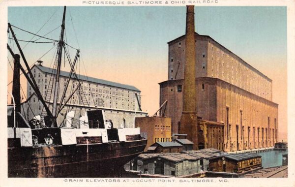 Baltimore Maryland Locust Point Grain Elevators Vintage Postcard AA97763