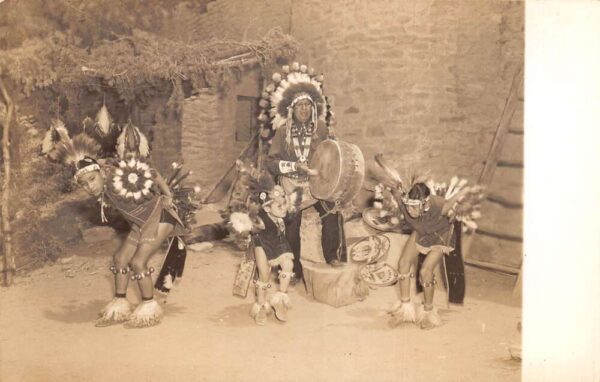 Native American Indians Dancing Real Photo Vintage Postcard AA97780