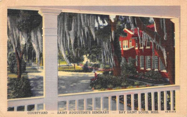 Bay Saint Louis Mississippi St Augustine's Seminary Courtyard Postcard AA97790