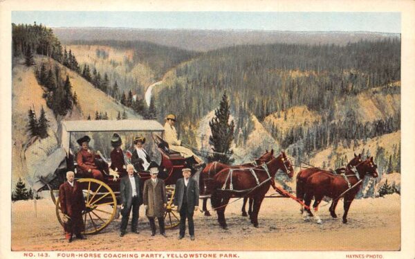 Yellowstone Park Montana Fourt Horse Coaching Party Stage Coach PC AA97797